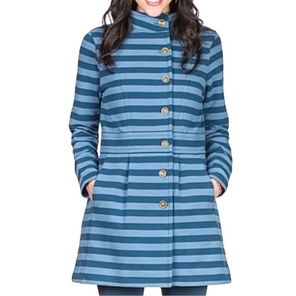 Matilda Jane Jackets & Blazers - Matilda Jane Blue Stripe Fall Breeze Jacket Mod Button Up Women Size Medium